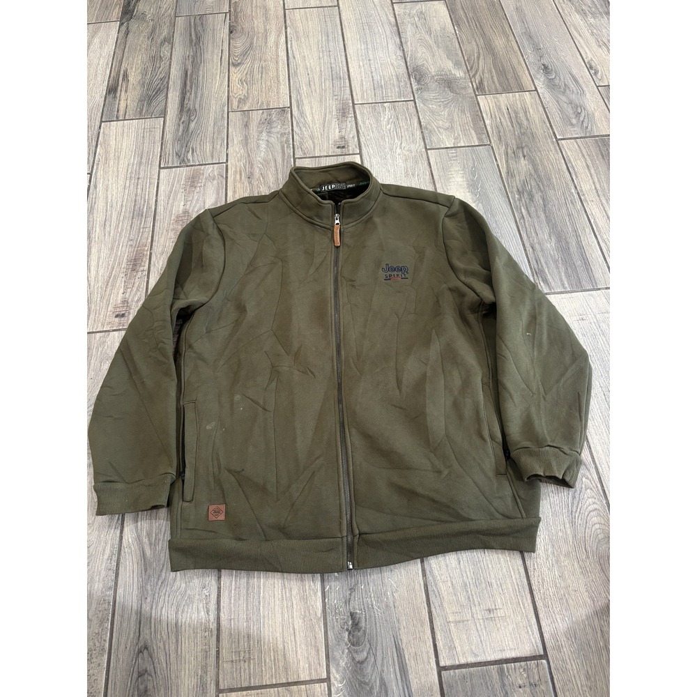 Jeep Spirit Men's Olive Green Full Zip Activewear Sweatshirt Jacket Size L